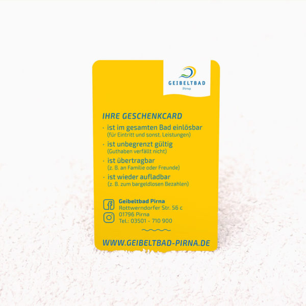 Rückseite der Geschenkcard mit Informationen zur Gültigkeit